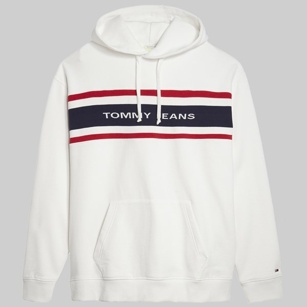 TOMMY JEANS FLEECE HOODIE CLASSIC WHITE 